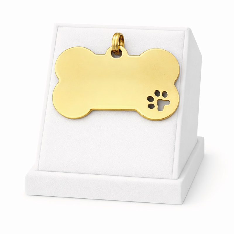 Médaille Petit Os Patoune Personnalisée - Gravure Laser - Or - 20x40mm