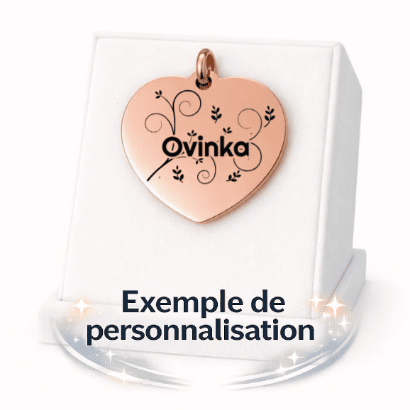 Médaille Coeur Personnalisée - Gravure Laser - Or Rose - 23x24mm