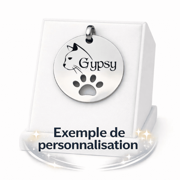 Médaille Ronde Patoune Personnalisée - Gravure Laser - Argenté - ⌀30mm