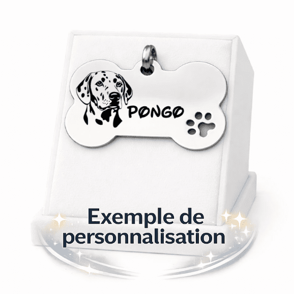 Médaille Petit Os Patoune Personnalisée - Gravure Laser - Argenté - 20x40mm