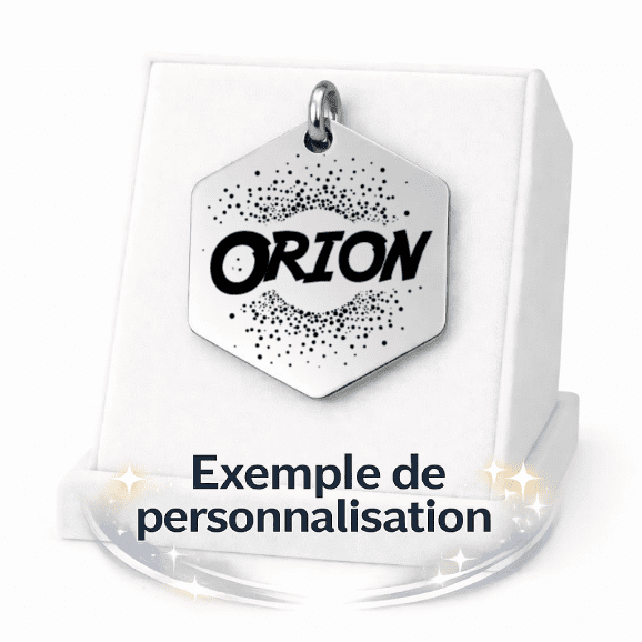 Médaille Hexagonal Personnalisée - Gravure Laser - Argenté - 30x26mm